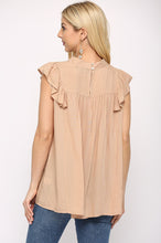 Load image into Gallery viewer, Light Taupe Challis Ruffle Sleeve Blouse