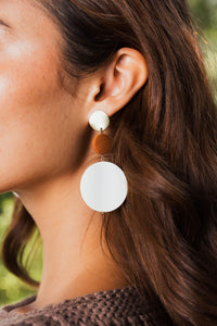 Circle Shell Dangle Drop Earrings
