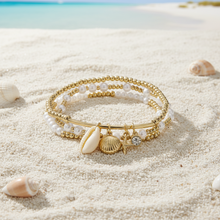 Load image into Gallery viewer, Coastal Charm Cowrie Shell Stacked Bracelet