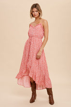 Load image into Gallery viewer, Coral Red Floral Print Hi-Lo Dress