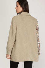 Load image into Gallery viewer, Contrast Plaid Corduroy Shacket