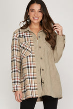 Load image into Gallery viewer, Contrast Plaid Corduroy Shacket