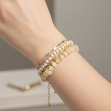Load image into Gallery viewer, Cream &amp; Ivory Bracelet Stack — Wrist Shot