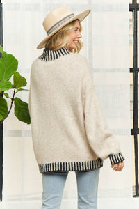 Mock Neck Whip Stitch Cozy Sweater