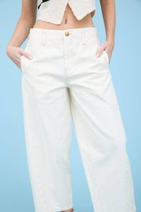 Ecru Wide Leg Capri Pant