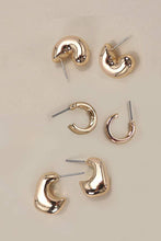 Load image into Gallery viewer, Gold Bubble  Hoop Huggie Trio Earrings