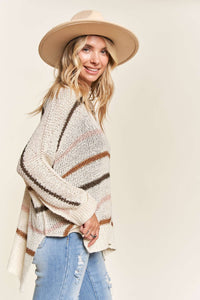 Multi Striped Oversized Lightweight Sweater