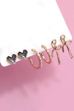 Load image into Gallery viewer, Trio Bow Hoop Heart Earrings
