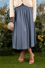 Load image into Gallery viewer, Smocked Chambray Midi Skirt