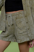 Load image into Gallery viewer, Washed Dark Olive Textured Shorts