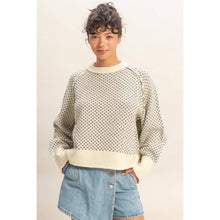 Load image into Gallery viewer, Cream &amp; Black Patterned Mock Neck Sweater