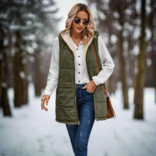 Load image into Gallery viewer, Sherpa Lined Hooded Long Puffer Vest