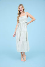 Load image into Gallery viewer, Light Olive Striped Detail Midi Dress