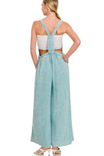 Load image into Gallery viewer, Dusty Mint Double Gauze Wide Leg Overalls