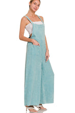 Load image into Gallery viewer, Dusty Mint Double Gauze Wide Leg Overalls