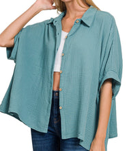 Load image into Gallery viewer, Dusty Teal Double Gauze Oversized Top
