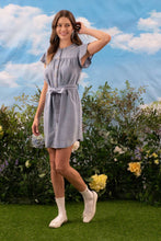 Load image into Gallery viewer, Chambray Button Up Flounce Sleeve Belted Mini Dress