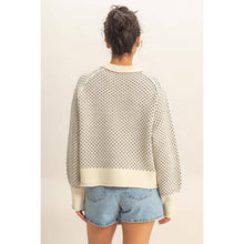 Load image into Gallery viewer, Cream &amp; Black Patterned Mock Neck Sweater