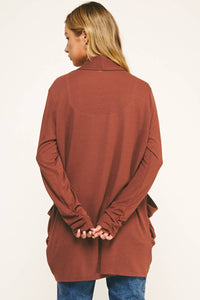 Soft Wrap Shirred Side Open Cardigan
