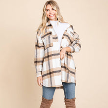 Load image into Gallery viewer, Button Up Plaid Flannel Shacket Jacket