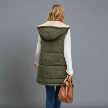 Load image into Gallery viewer, Sherpa Lined Hooded Long Puffer Vest