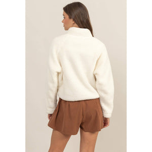 Soft Cream Teddy Fur Sherpa Sweatshirt