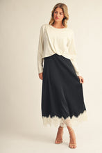 Load image into Gallery viewer, Midnight Charm Lace-Trim Satin Midi Dress