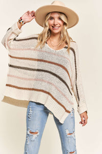 Multi Striped Oversized Lightweight Sweater
