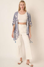 Load image into Gallery viewer, Dusty Blue Damask Patchwork Kimono