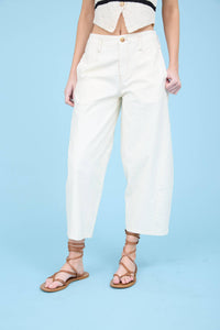 Ecru Wide Leg Capri Pant