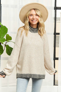 Mock Neck Whip Stitch Cozy Sweater