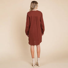 Load image into Gallery viewer, Long Sleeve Double Gauze Henley Tunic Cotton Dress