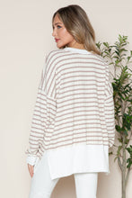 Load image into Gallery viewer, Side Slit Bubble Cotton Stripe Tunic Sweatshirt