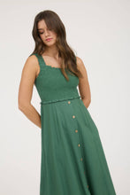 Load image into Gallery viewer, Smocked Sleeveless Button Down Midi Dress