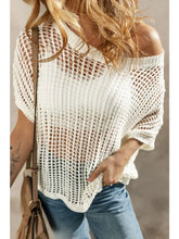 Load image into Gallery viewer, Ivory Open Knit Short Sleeve Sweater Tee