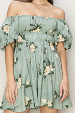 Load image into Gallery viewer, Balloon Sleeve Floral Flare Dress