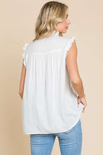 Load image into Gallery viewer, Ivory Frill Edge Sleeveless Top