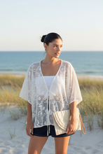 Load image into Gallery viewer, Modern Paper Weave Envelope Clutch styled with Ivory Lace Floral Kimono