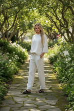 Load image into Gallery viewer, Effortless Vanilla Knit Set - close up outdoor