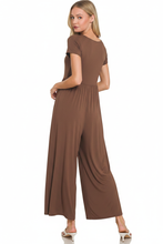 Load image into Gallery viewer, Brown Cap Sleeve Midi Jumpsuit - back