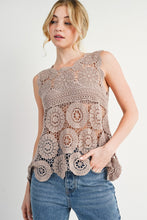 Load image into Gallery viewer, Latte Crochet Sheer Tank Top