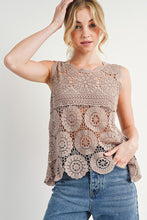 Load image into Gallery viewer, Latte Crochet Sheer Tank Top