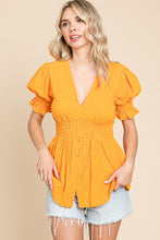 Load image into Gallery viewer, Marigold V-Neck Peplum Blouse