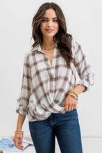 Load image into Gallery viewer, Plaid Wrap Woven Top
