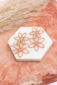 Double Raffia Flower Drop Earrings