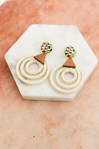 Bohemian Rattan Circle Drop Earrings