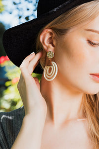 Bohemian Rattan Circle Drop Earrings