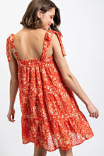 Load image into Gallery viewer, Patterned Tie Shoulder Tiered Dress