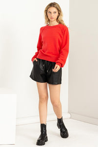 Red Raglan Sleeve Sweater