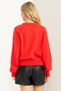 Red Raglan Sleeve Sweater